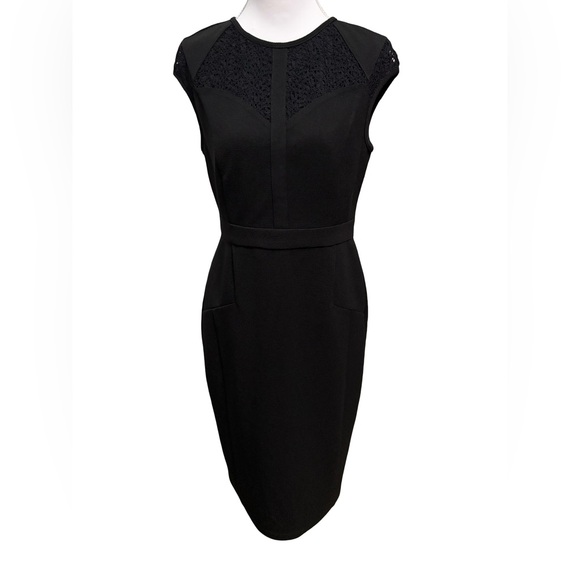 Adrianna Papell Black Cap Sleeve Jewel Neck Party Dress - Picture 7 of 9